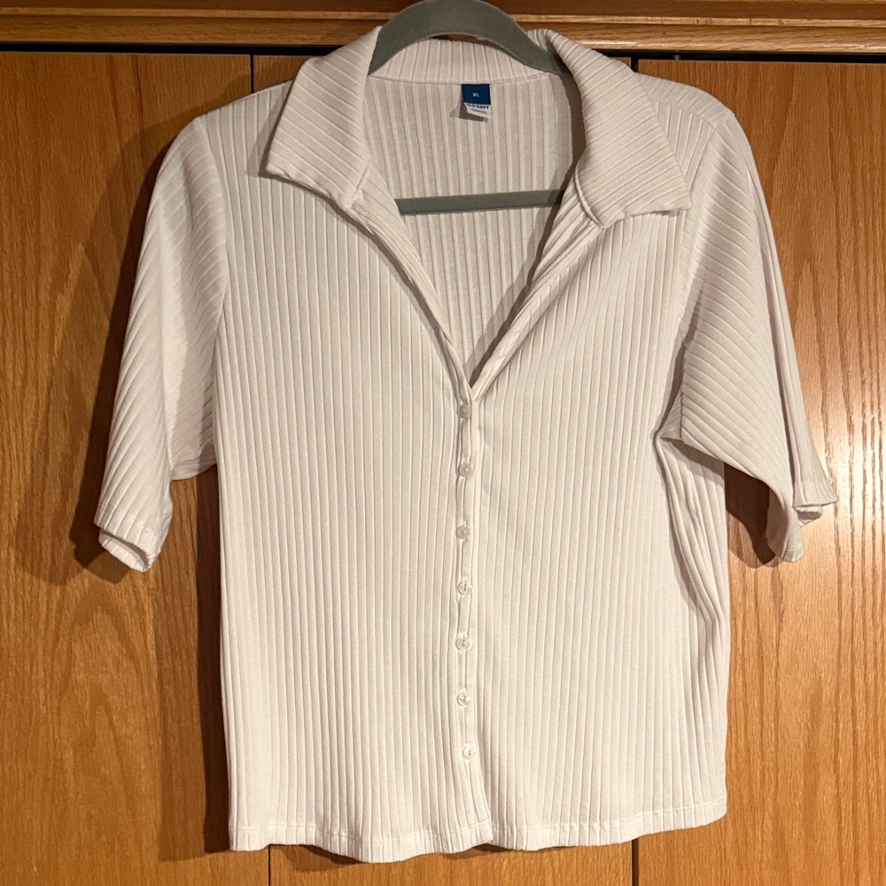 Old Navy white Ribbed Button-Down Shirt